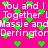 Pixelated text repeats 'You and I Together' with names Massie and Derrington on a bright pink background, scattered green heart shapes.