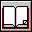 Pixelated open book animation with pages turning left to right , bordered by red and gray elements