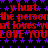 Red text on a black background with purple stars, repeating phrases like 'y hurt' and 'the person that loves you', with 'LOVE YOU' in large letters.