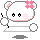 Pixel art bear with pink flower on head, showing four sequential poses: left arm raised, mouth open, and shadow shifting across frames.