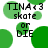 Green circular shapes overlay black text reading 'TINA<3 skate' and 'or DIE' on a white background.