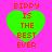 Four identical green heart-shaped icons with red text on a pink background, each displaying 'BIPPY IS THE BEST EVER' in pixelated font.