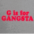 Static 50x50 pixel icon with red text on gray background reading "G Is For GINDESTA" in blocky, low-resolution font.