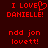 Red pixelated text on dark red background with heart symbol replacing 'O' in 'LOVE' on left side, static text on right side.