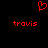 Red pixelated heart symbol above two identical red text labels on a black background.