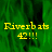 Green background with yellow text reading 'Riverbats 42!!!' in pixelated font, displayed across multiple