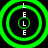 Four green concentric circle patterns with vertical "LELE" text on black background, each pattern varying in ring count and spacing.