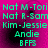 A static digital image with cyan text on a magenta background displaying names and 'BFFS' in four identical quadrants.