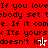 Red background with repeated black text and two white star icons that change to pink in different frames.