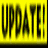Animated contact sheet showing five frames of a yellow text-based icon with