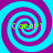 Four identical spiral patterns arranged in a on a cyan background, each containing green text reading 'Ciorapi'