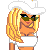 Pixel art contact sheet showing a female character with blonde hair and sunglasses in various poses alongside text reading "Save A Horse Ride A Cowboy" on a gradient background.
