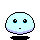 Pixelated light blue circular face with black eyes and purple outline showing multiple crying expressions on gray background.