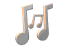 musical note icons in varying sizes and orientations on a gray background, with subtle color shifts across frames