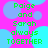 Pixelated text on a pink background with blue circles reads "Paige and Sarah always TOGETHER" in green and cyan letters.
