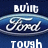 Pixelated blue background with white text reading 'BUILD', 'Ford', and 'TOUGH' in stacked arrangement.