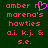 Green background with pink pixelated text reading 'amber n marena's howties ai. k.j. & s.e.' and a purple pixelated heart symbol replacing the 'n' in 'amber n'.