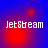 Four- of blue backgrounds with red circular gradients and white 'JetStream' text, each showing distinct gradient positions