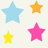 Pixelated star-shaped icons in blue, orange, pink, and yellow with blue text reading 'g-town gymnast' on a light background.