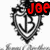 A pixelated icon with a black-and-white shield emblem featuring an anchor and 'J' monogram, overlaid with red text reading "Joe" at top left.