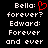 Pixelated text displays 'Bella: forever?' with a red heart symbol above 'forever?', followed by 'Edward: Forever and ever' in white text on black background.