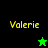 Four display the name 'Valerie' in yellow pixelated text with a green star icon changing from bright to dark on black and green backgrounds