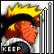 Pixelated anime character with spiky yellow hair and orange skin, wearing a black headband and white-collared outfit, shown in profile across three