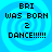 Four identical pixelated blue spiral backgrounds with black text reading 'BRI WAS BORN 2 DANCE!!!!!' arranged in a