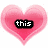 Six pink heart-shaped icons with black text blocks displaying sequential phrases on a white background.