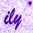 Purple cursive text 'ily' appears four times on a pixelated lavender background with small purple hearts above and between the words.