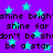 Pixelated text and cyan stars on a purple background with repeated phrases.