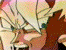 A pixelated anime-style character with spiky blonde hair and closed eyes appears on the left side of a contact sheet, while the right side displays green text reading "Original Icons .com" on a dark green background.