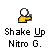 A static icon shows a yellow hand holding a white ball above text reading 'Shake Up Nitro G.' with orange-brown pixelated debris below.