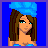 A 6-frame animated contact sheet showing a pixel-art character in various poses with blue background and text overlays.