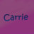 A static image of the name 'Carrie' repeated across overlapping pink and blue rectangular with varying opacity