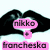 Pixelated icon with black hair, pink text boxes, and a pink plus symbol on a light background.