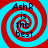 Four identical spiral patterns with red and cyan colors, each containing the text "AshR is the best" in dark blue font.
