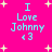 Pixelated text "I Love Johnny <3" on bright pink background with yellow starbursts, two identical static frames shown side-by-side.