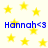 Yellow stars scattered on white background with blue text 'Hannah<3' repeated four times in a pattern