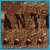nine pixelated images with brown and beige tones, featuring text fragments like 'ANTONIA', 'GR', 'LZ-1', and 'GHOST SHIP' alongside stylized faces