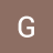 White pixelated letter G centered on solid brown background with no additional elements or motion.