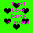Green background with repeated pink text 'I will Love David 4 ever!!' and black heart symbols in pixelated style.