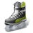 Pixelated ice skate icon with gray, white, black, and green color scheme on light gray background.