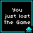 Four identical black square with cyan borders display white pixelated text "You just lost The Game" and a cyan pixelated alien icon in the bottom-right corner of each