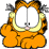 Pixelated cartoon cat with orange fur, white face, and black accents in a static single-frame image.