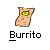 A static image of a burrito-shaped icon with a yellow label, repeated six times in two on a gray background