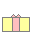 Pixelated character with brown hair and pink nose peeks over yellow and pink gift box, transitioning from only box to full character view.