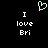 Pixelated green heart symbol above white text reading "I love Bri" on black background, with identical mirrored text below.