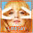 nine pixelated images showing a person with blonde hair and orange border, each displaying partial text below the face