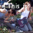 A pixelated image of a woman in a white tank top and purple pants standing outdoors with text changing across frames.